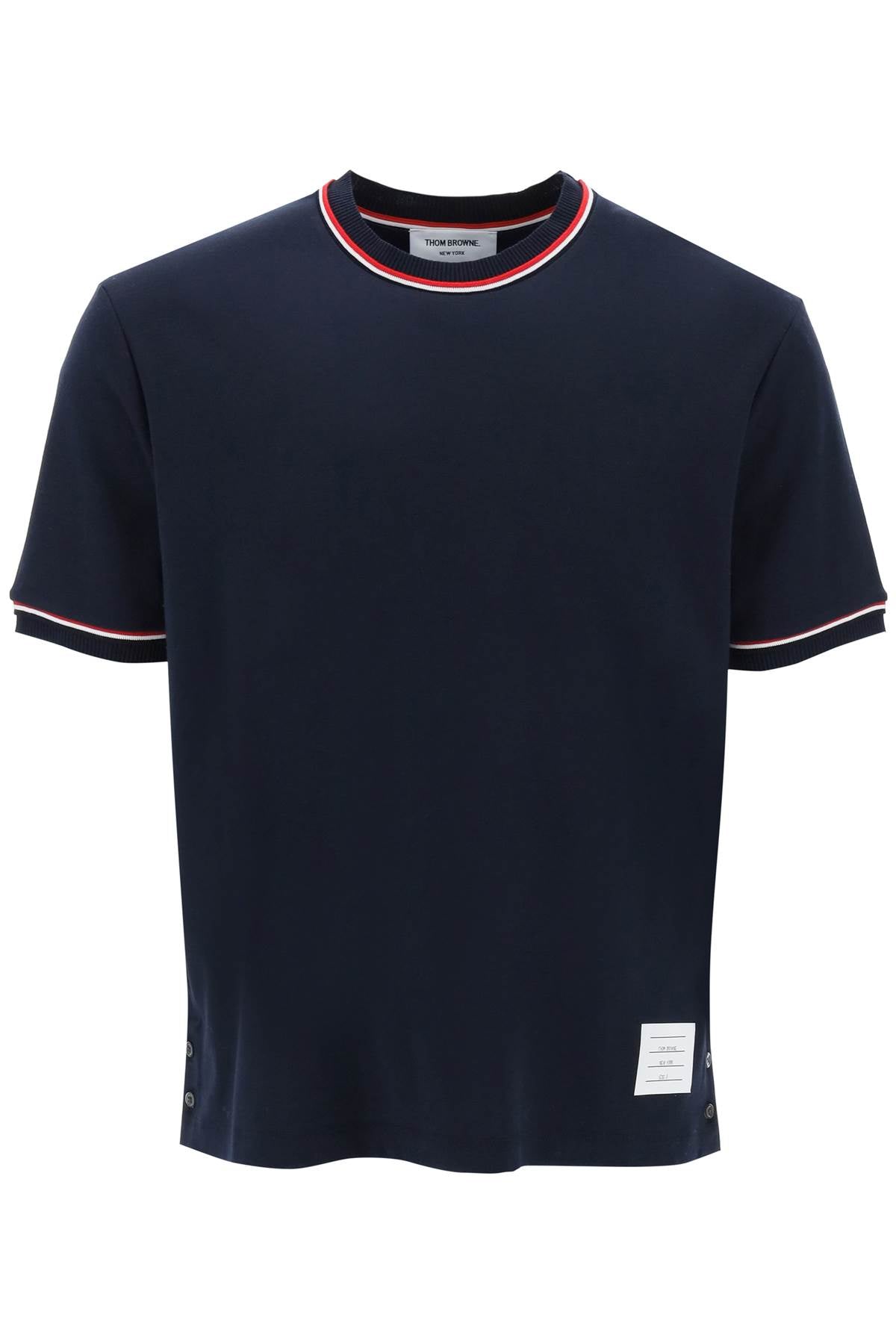 Thom browne milano stitch t-shirt with rwb stripe trims-Thom Browne-1-Urbanheer