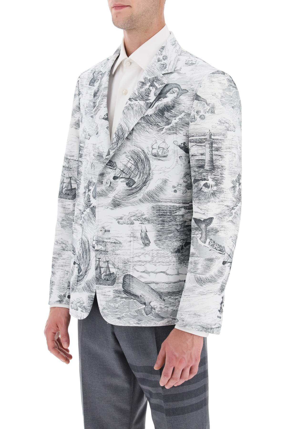 Thom browne deconstructed single-breasted jacket with nautical toile motif-Thom Browne-1-Urbanheer