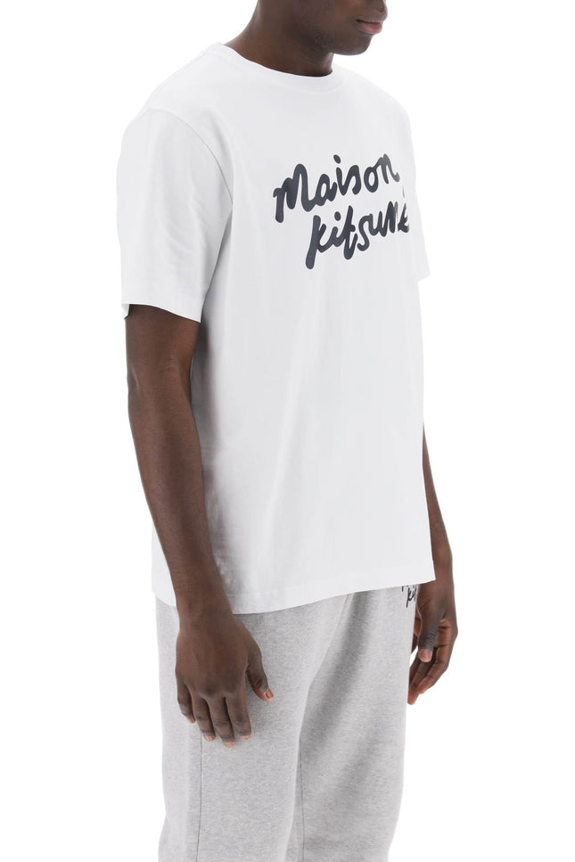Maison kitsune t-shirt with logo in handwriting-Maison Kitsune-Urbanheer
