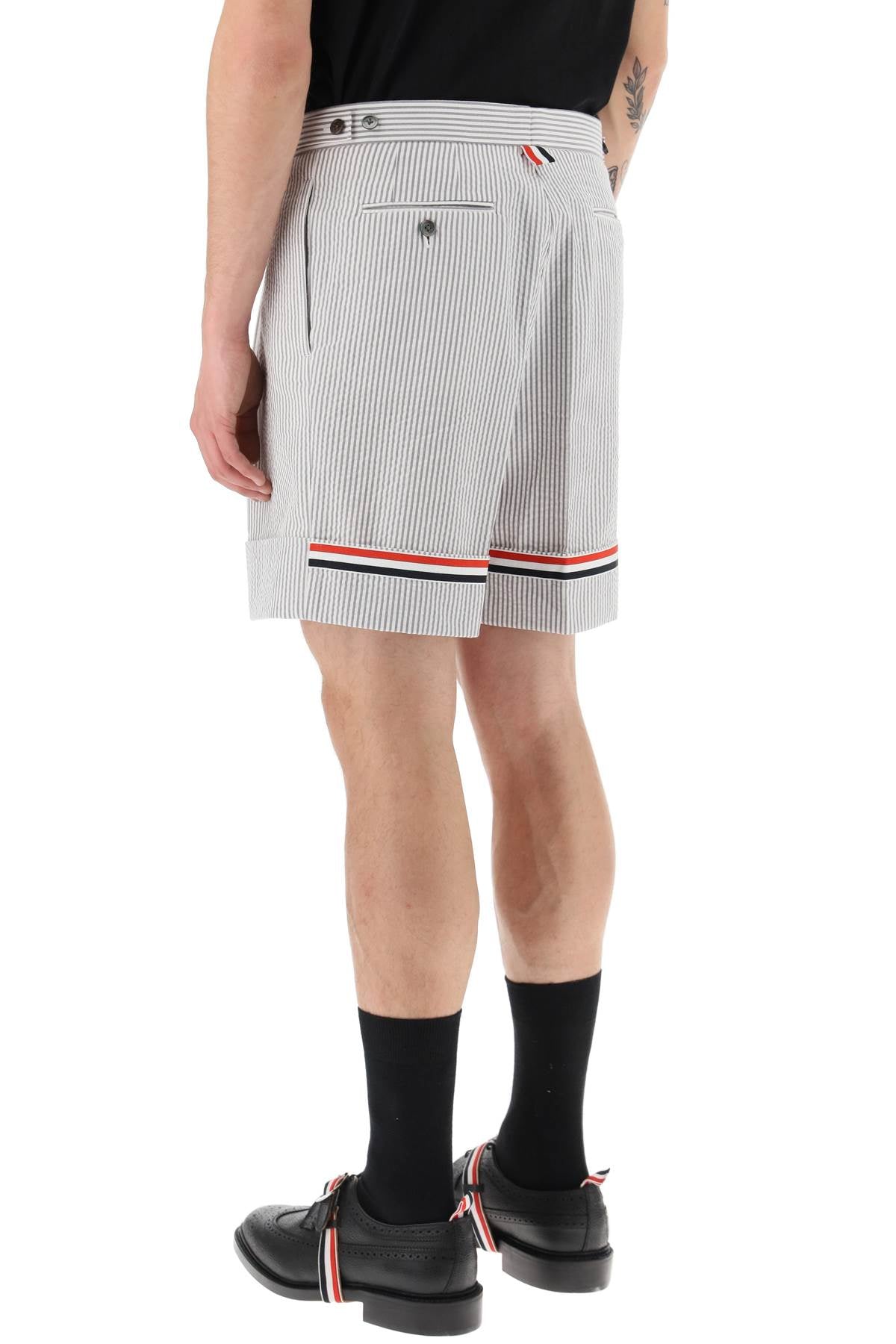 Thom browne striped shorts with tricolor details-Thom Browne-1-Urbanheer
