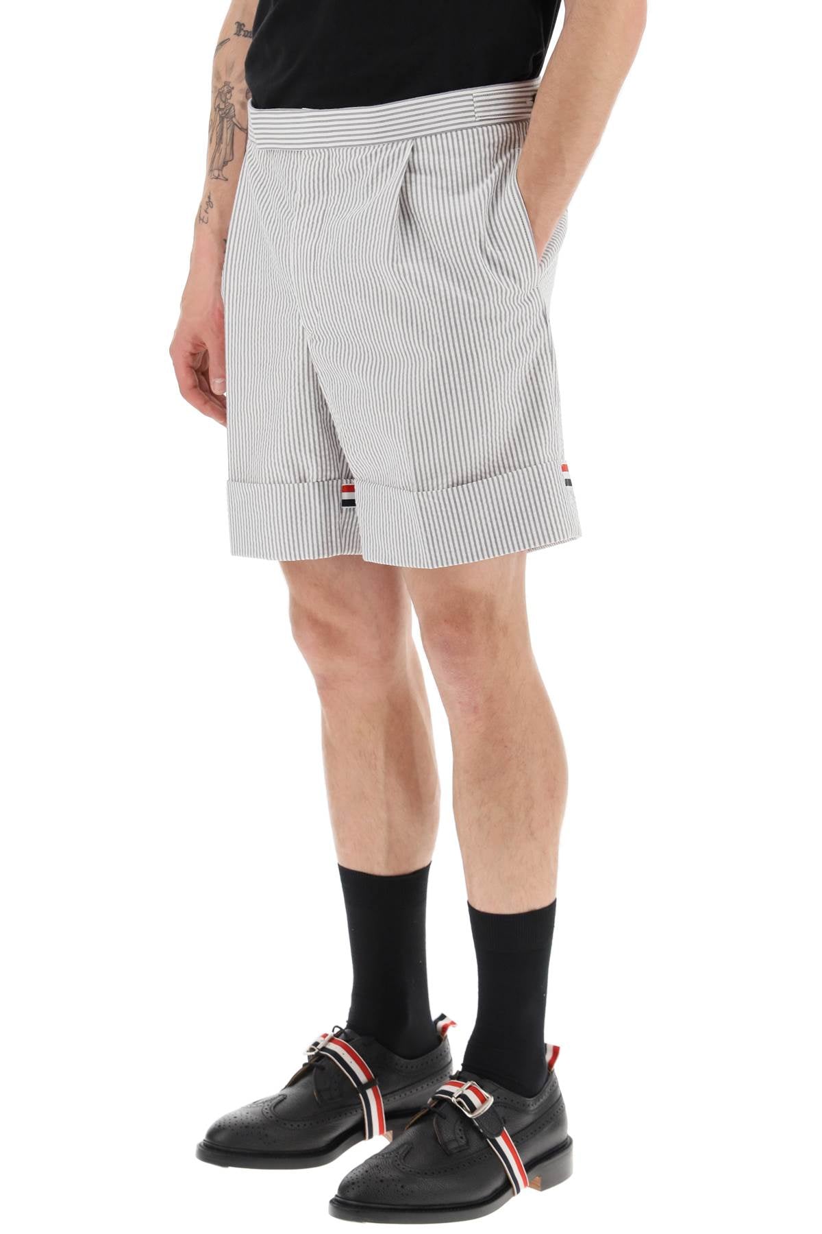 Thom browne striped shorts with tricolor details-Thom Browne-1-Urbanheer