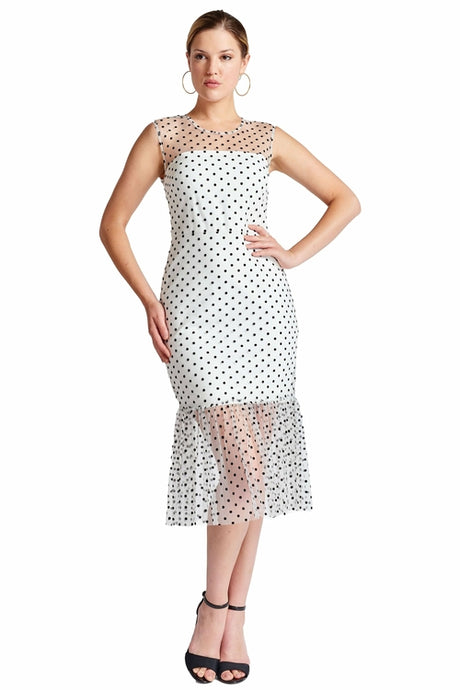 Muse Dress - Sleeveless polkadot midi mesh dress