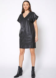Women's Black PU Leather Dress-Lemon Hera-L-Urbanheer