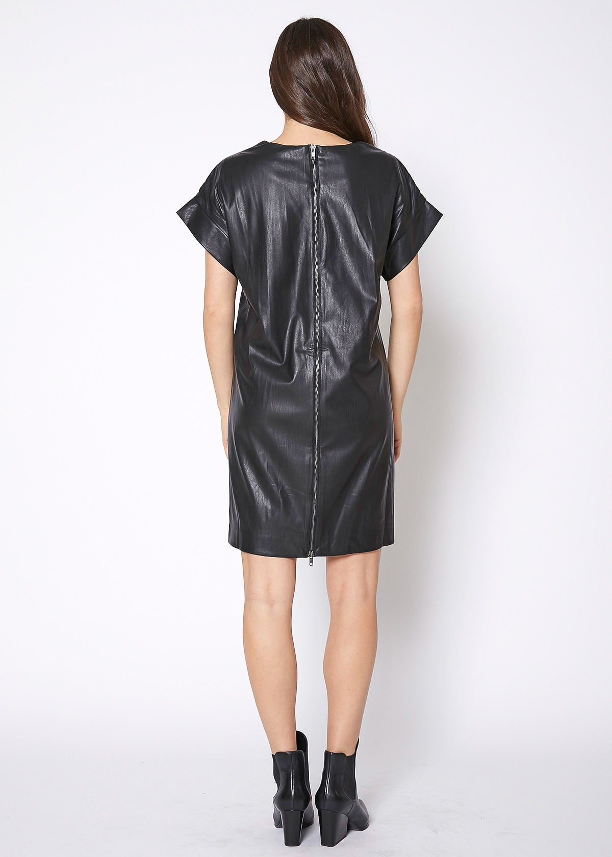 Women's Black PU Leather Dress-Lemon Hera-L-Urbanheer