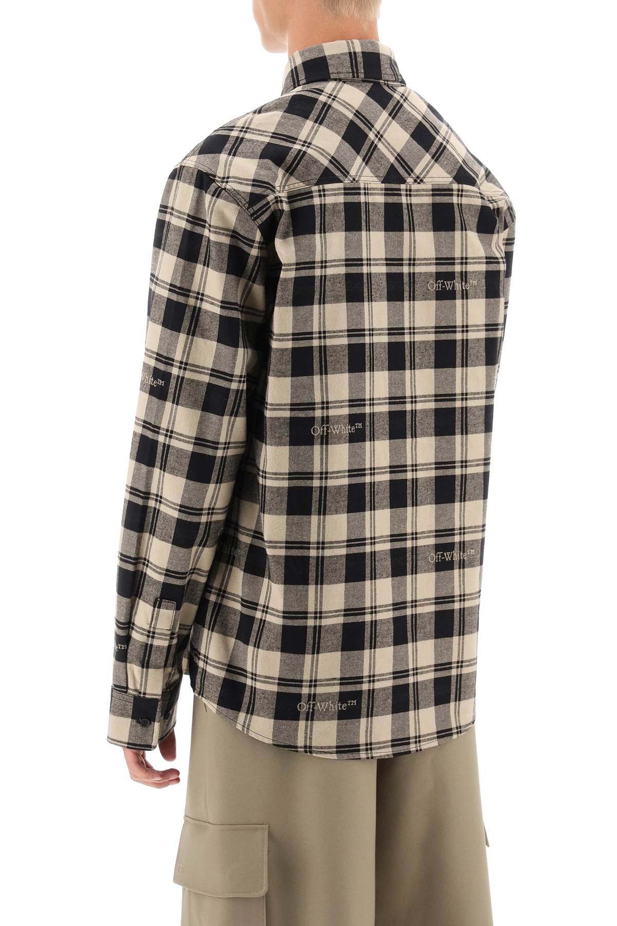 Off-White Flannel Shirt With Logoed Check Motif-Off-White-L-Urbanheer