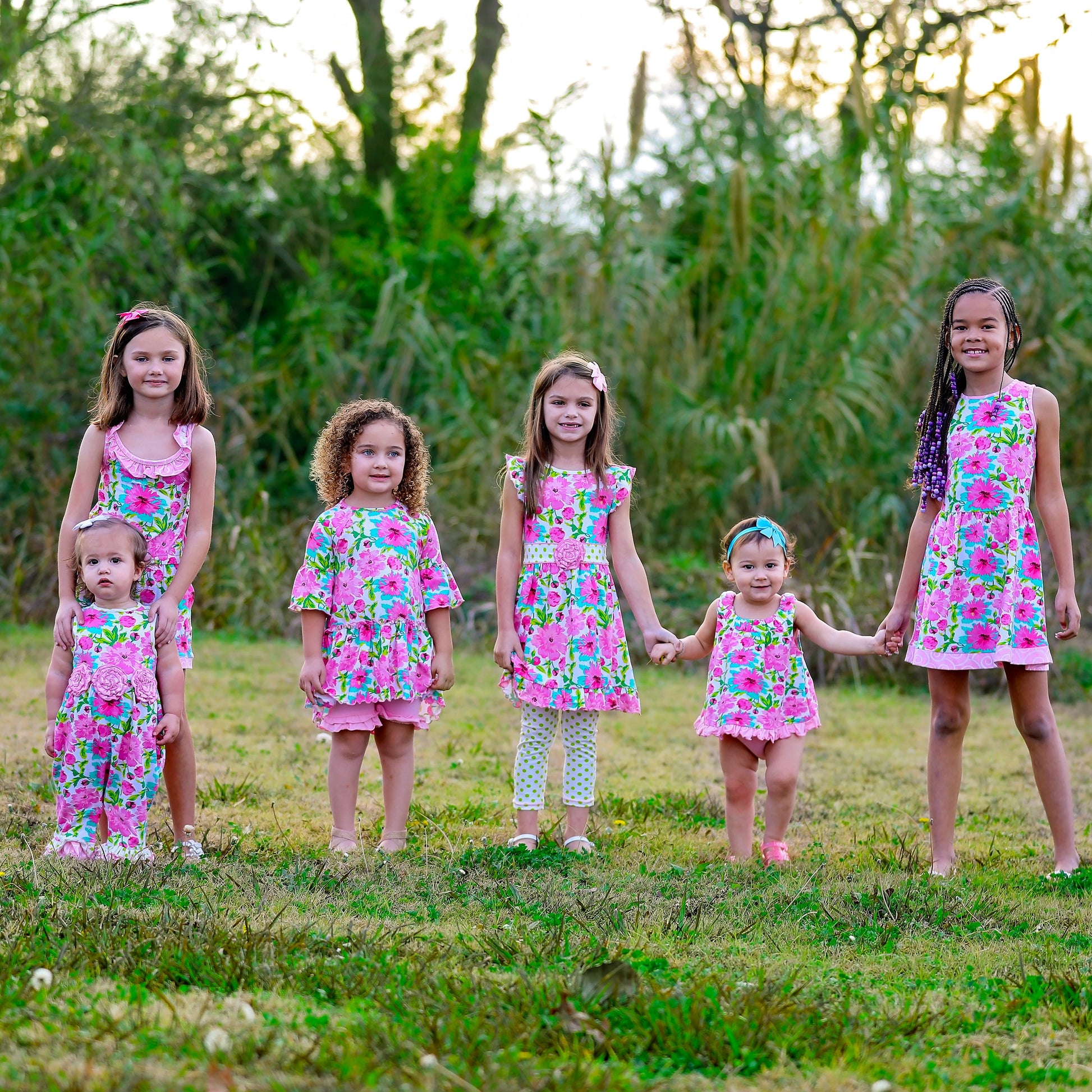 AnnLoren Little & Big Girls Spring Floral Dress Polka Dot Capri Leggings-AnnLoren-9-10-Urbanheer