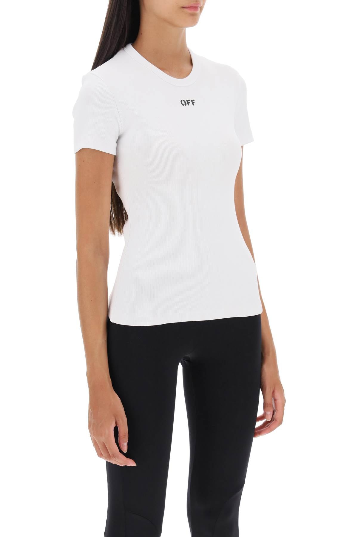 Off-White Ribbed T-Shirt With Off Print-Off-White-38-Urbanheer