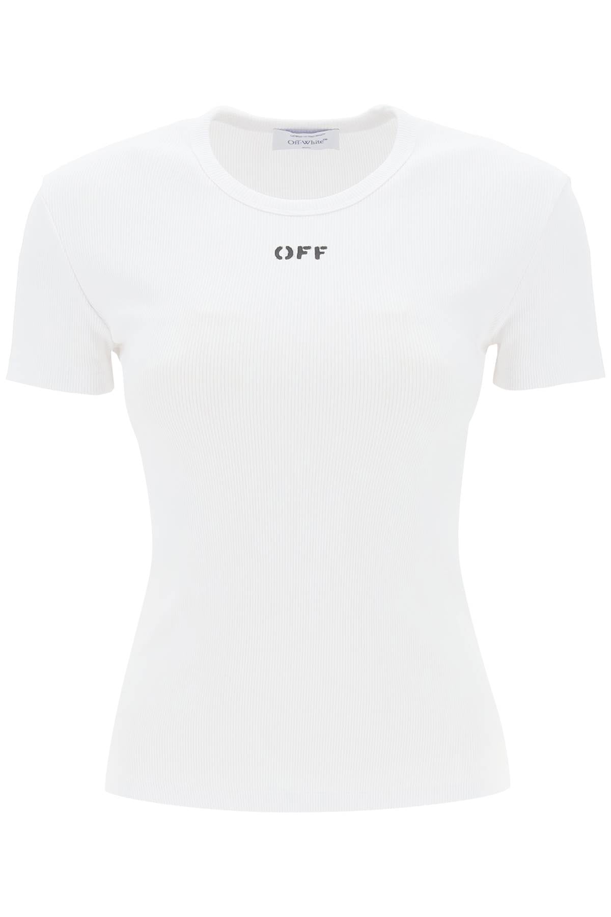 Off-White Ribbed T-Shirt With Off Print-Off-White-38-Urbanheer