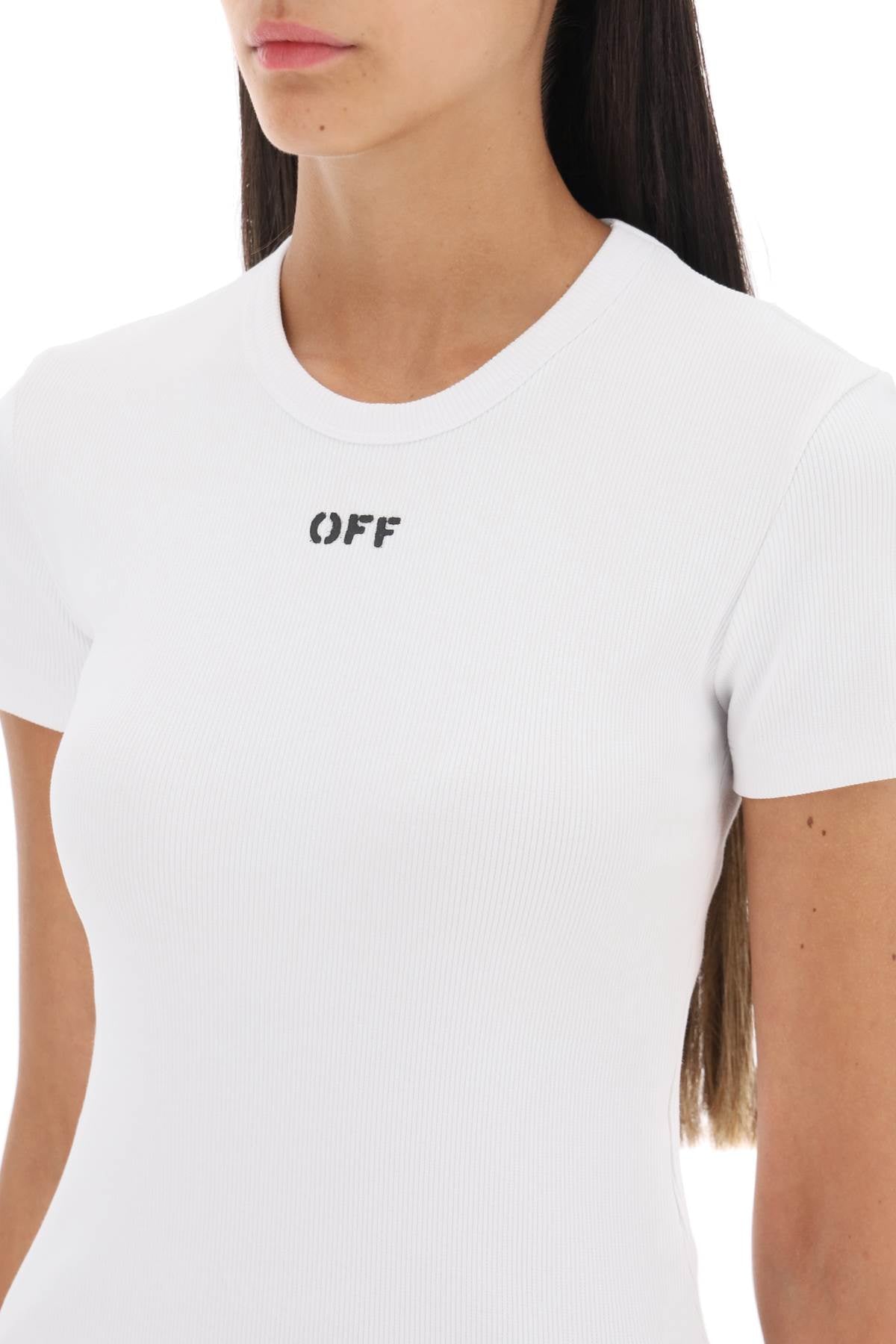 Off-White Ribbed T-Shirt With Off Print-Off-White-38-Urbanheer