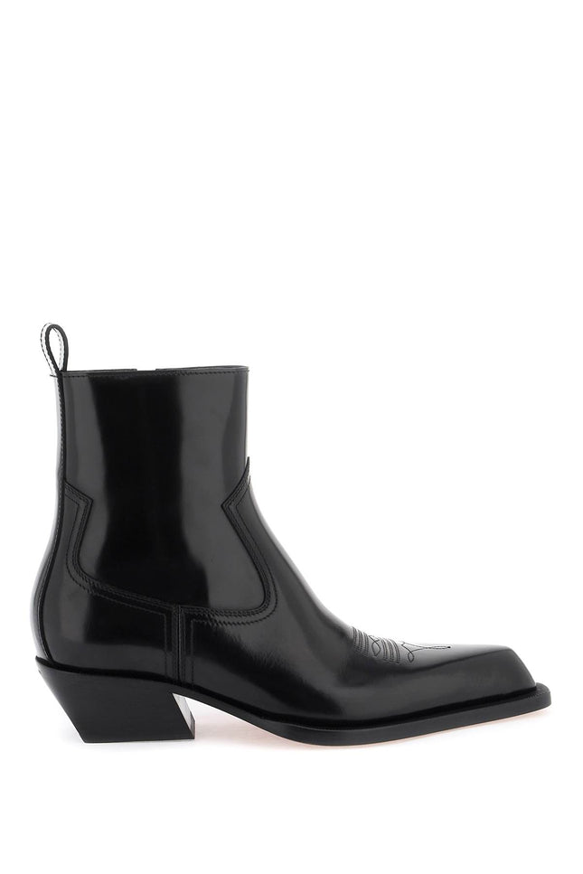 Off-white leather texan ankle boots