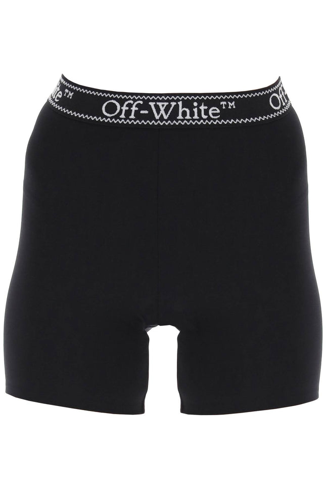 Off-white sporty shorts with branded stripe-Off-White-Urbanheer