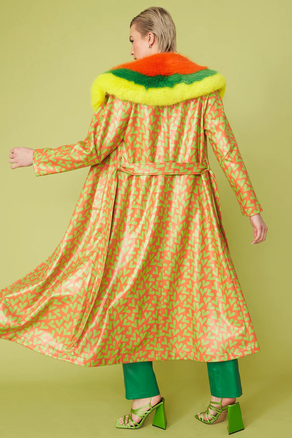 Orange Tencel Blend Eco Leather Trench Coat-Faux Leather Coats-Buy Me Fur Ltd-S-M-Orange-Faux Leather-Urbanheer