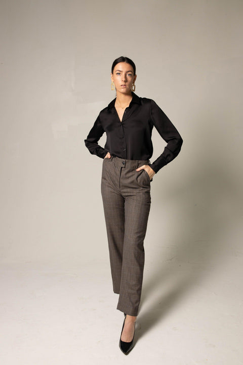 Women's Straight Leg pants-Straight leg trouser-Le Réussi-S-brown-Urbanheer
