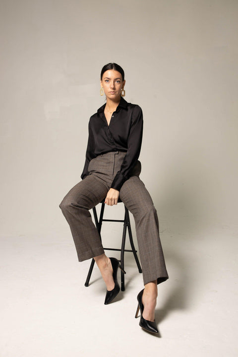 Women's Straight Leg pants-Straight leg trouser-Le Réussi-S-brown-Urbanheer