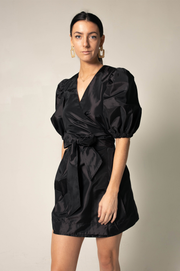 Black Lusso Wrap Dress-Le Réussi-Small-black-Urbanheer