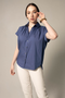 Women's Gather Collar Shirt in Navy-Le Réussi-S-navy-blue-Urbanheer