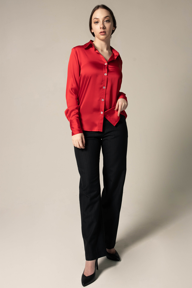 Luxe Silk Blouse in Red-Le Réussi-Urbanheer