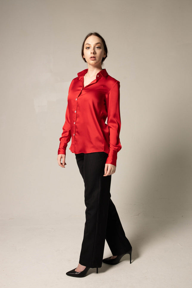 Luxe Silk Blouse in Red-Le Réussi-Urbanheer
