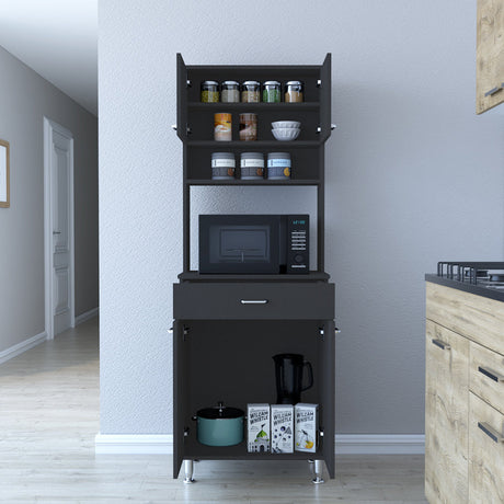 Piacenza Pantry,Two Double Door Cabinet, Black Wengue Finish-1