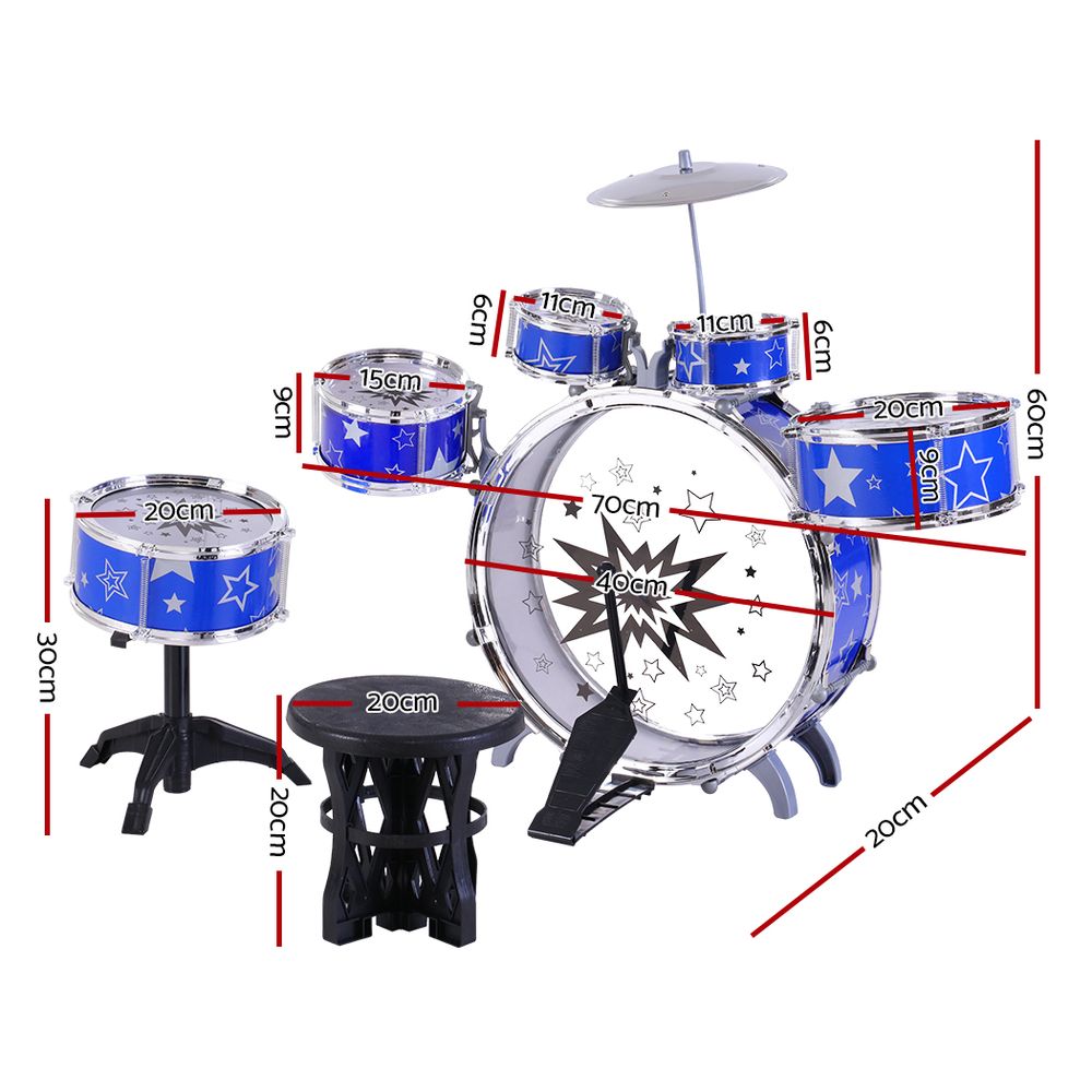 Keezi 11 Piece Kids Drum Set-Keezi-Urbanheer