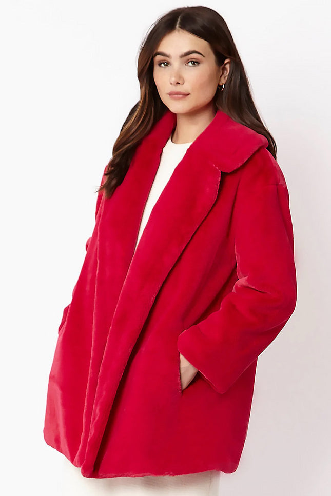 Pink Faux Fur Midi Coat-Faux Fur Coats-Buy Me Fur Ltd-One Size-Pink-Faux Fur-Urbanheer