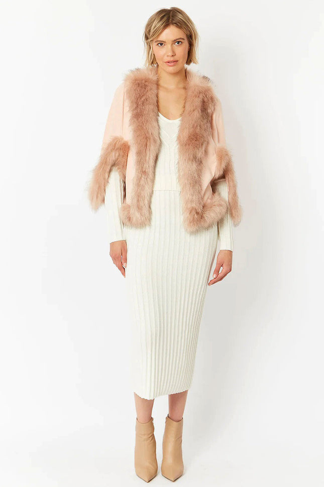 Pink Faux Fur Suede Cape Jacket-Clothing - Women-Buy Me Fur Ltd-One Size-Pink-Faux Suede-Urbanheer