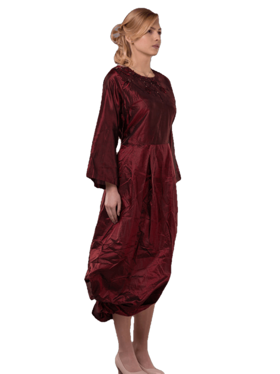 Pure Silk Dress-AAMOGH-XS-Bordeaux-Urbanheer