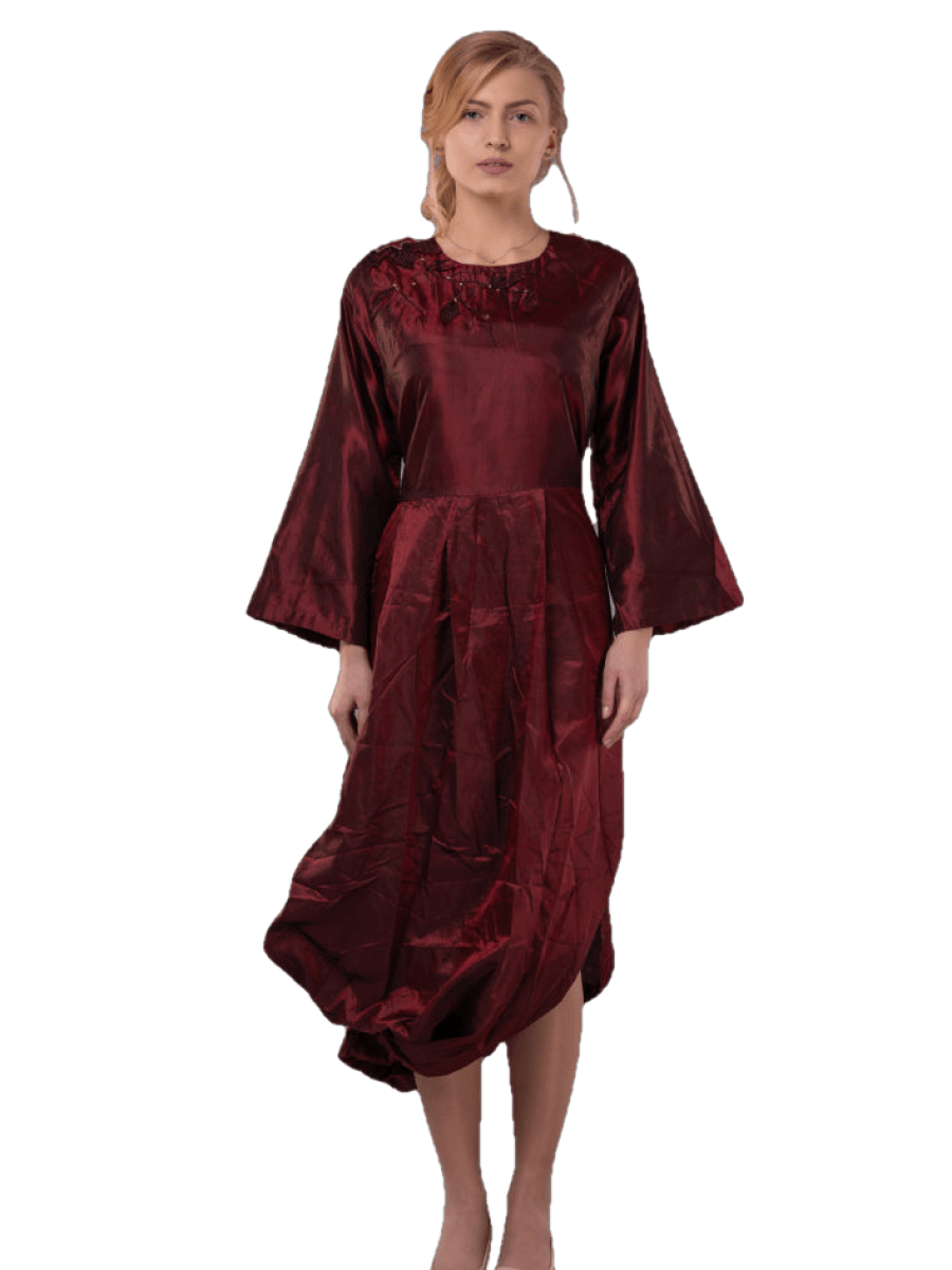Pure Silk Dress-AAMOGH-XS-Bordeaux-Urbanheer