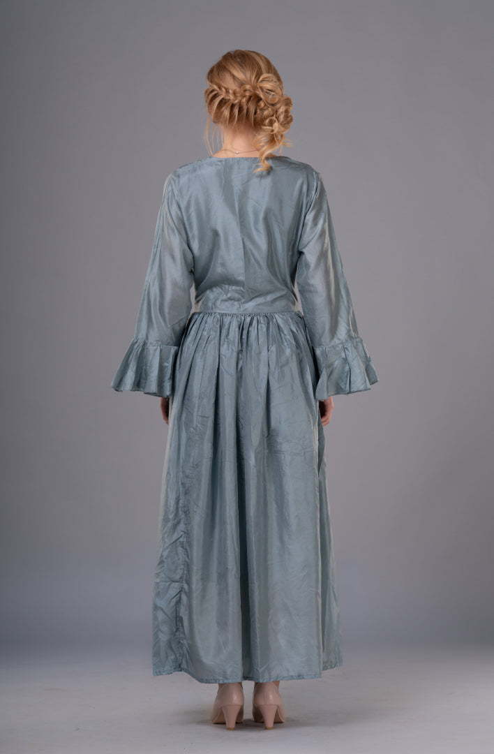 Pure Silk Flare Dress Grey-AAMOGH-XS-Grey-Urbanheer