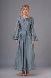 Pure Silk Flare Dress Grey-AAMOGH-XS-Grey-Urbanheer