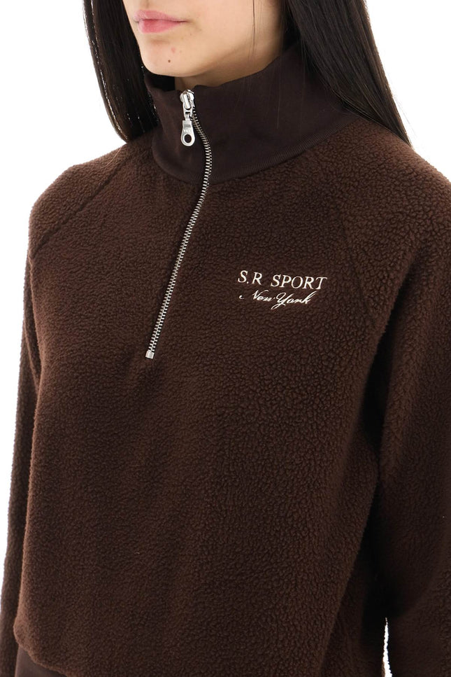 Sporty rich quarter zip sherpa fleece sweatshirt-Sporty & Rich-XS-Urbanheer