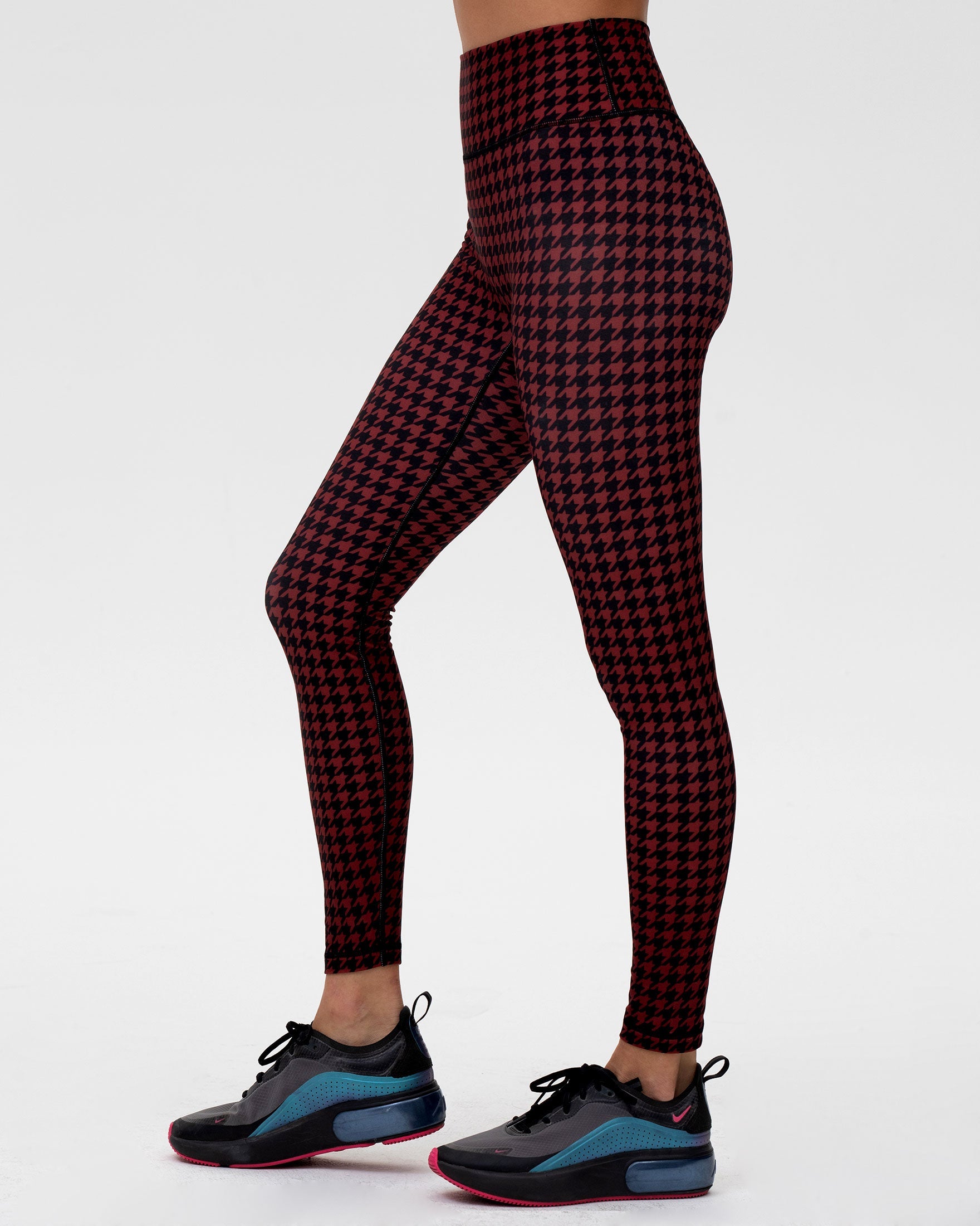 Hybrid Fleece Houndstooth Print Leggings High Waist-Clothing - Women-rebody-White/Black-XS-Urbanheer
