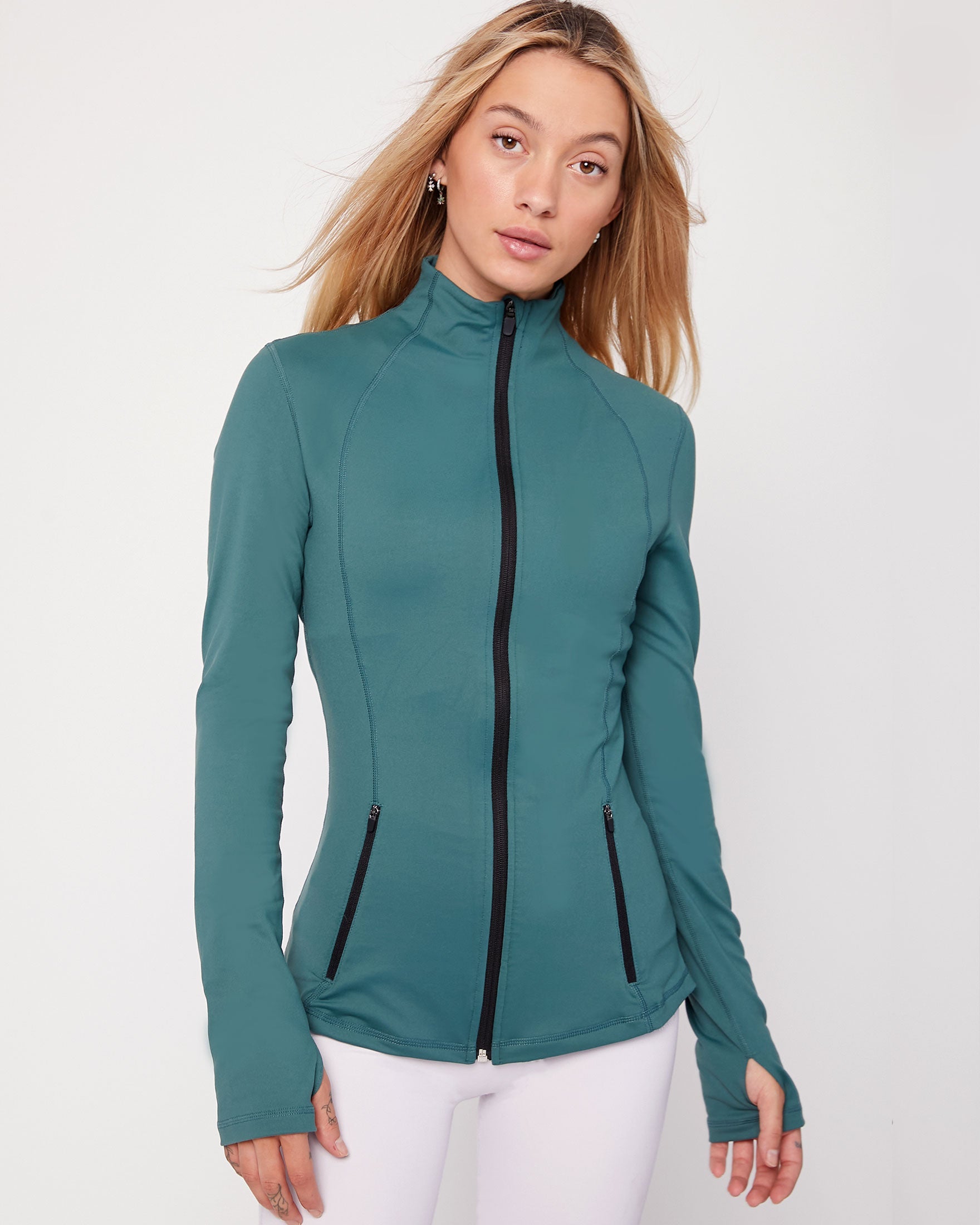 Gen XYZ Zip Up Track Jacket-Clothing - Women-rebody-Mediterranea Green-XS-Urbanheer