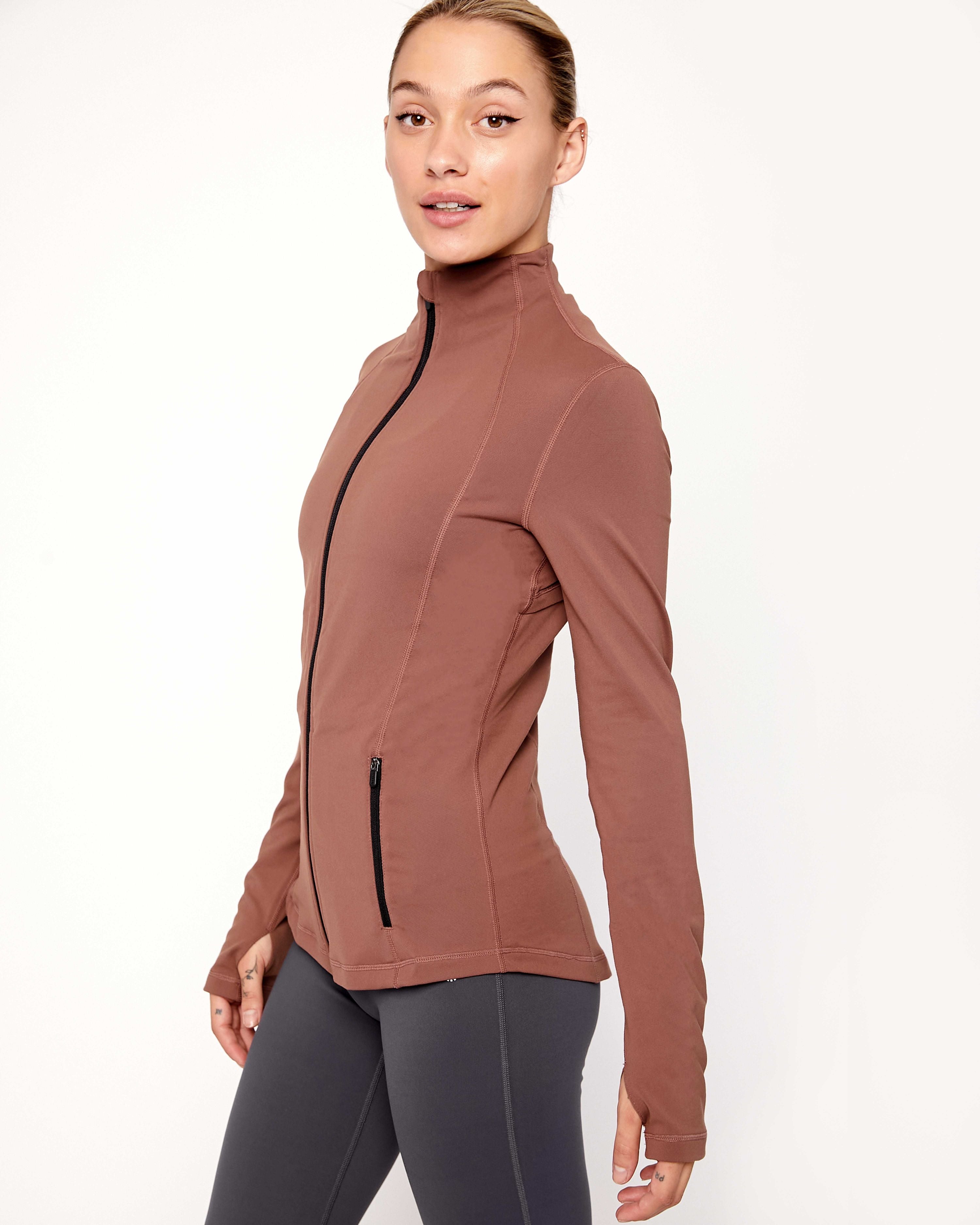 Gen XYZ Zip Up Track Jacket-Clothing - Women-rebody-Walnut-XS-Urbanheer