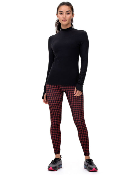 Hybrid Fleece Houndstooth Print Leggings High Waist-Clothing - Women-rebody-White/Black-XS-Urbanheer