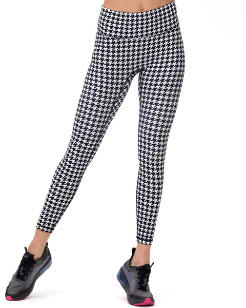 Hybrid Fleece Houndstooth Print Leggings High Waist-Clothing - Women-rebody-White/Black-XS-Urbanheer