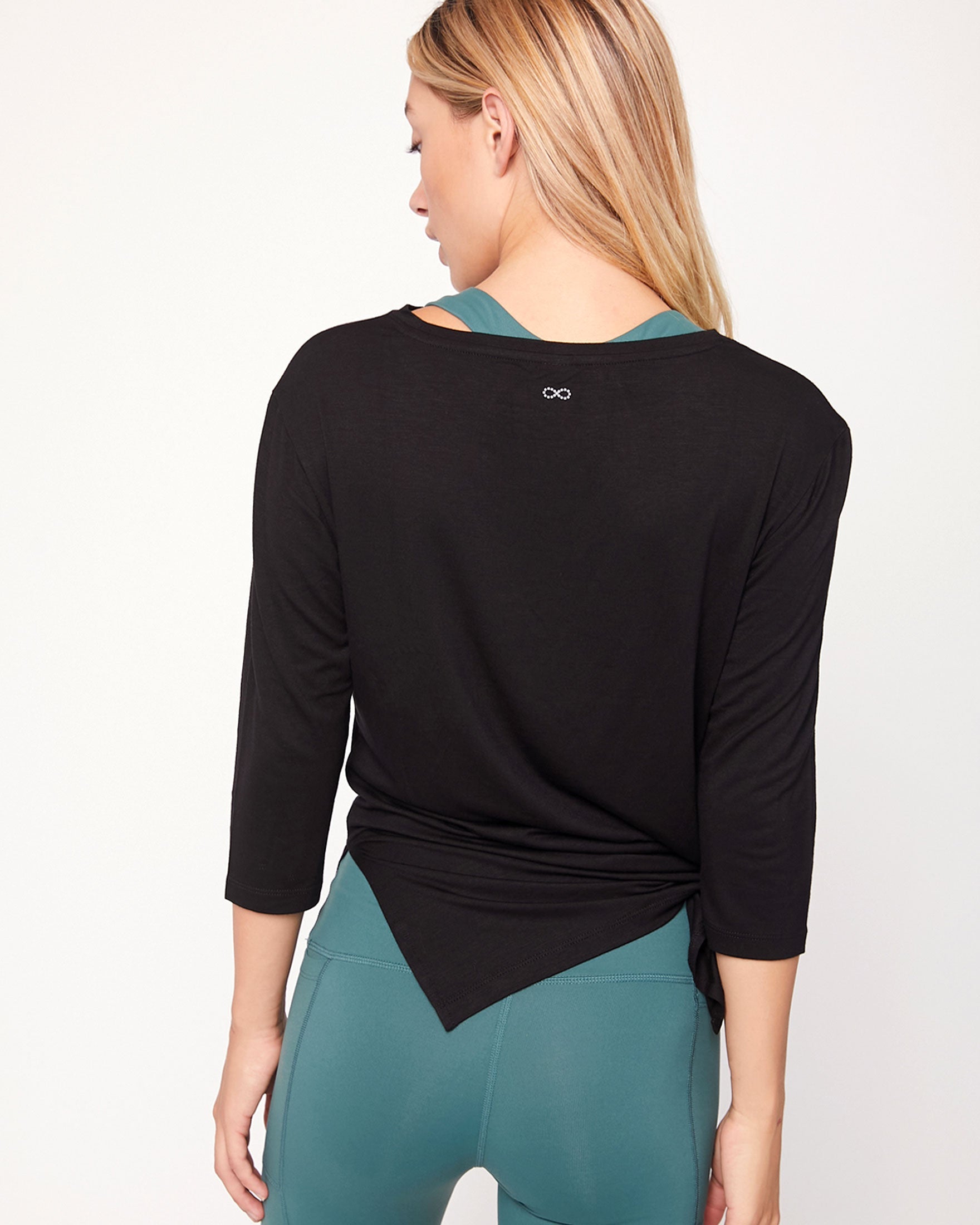 Anen Side Tie 3/4 Sleeve Top-Clothing - Women-rebody-Metropolis Black-XS-Urbanheer