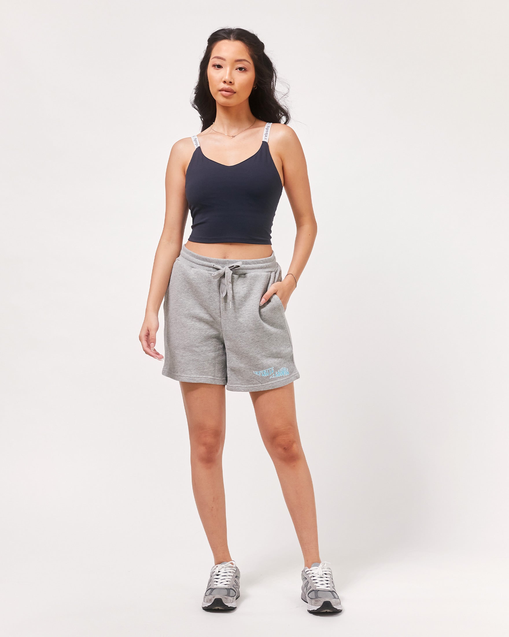 Infinite Passions Ft Sweatshorts-rebody-Heather Grey/Blue-S-Urbanheer