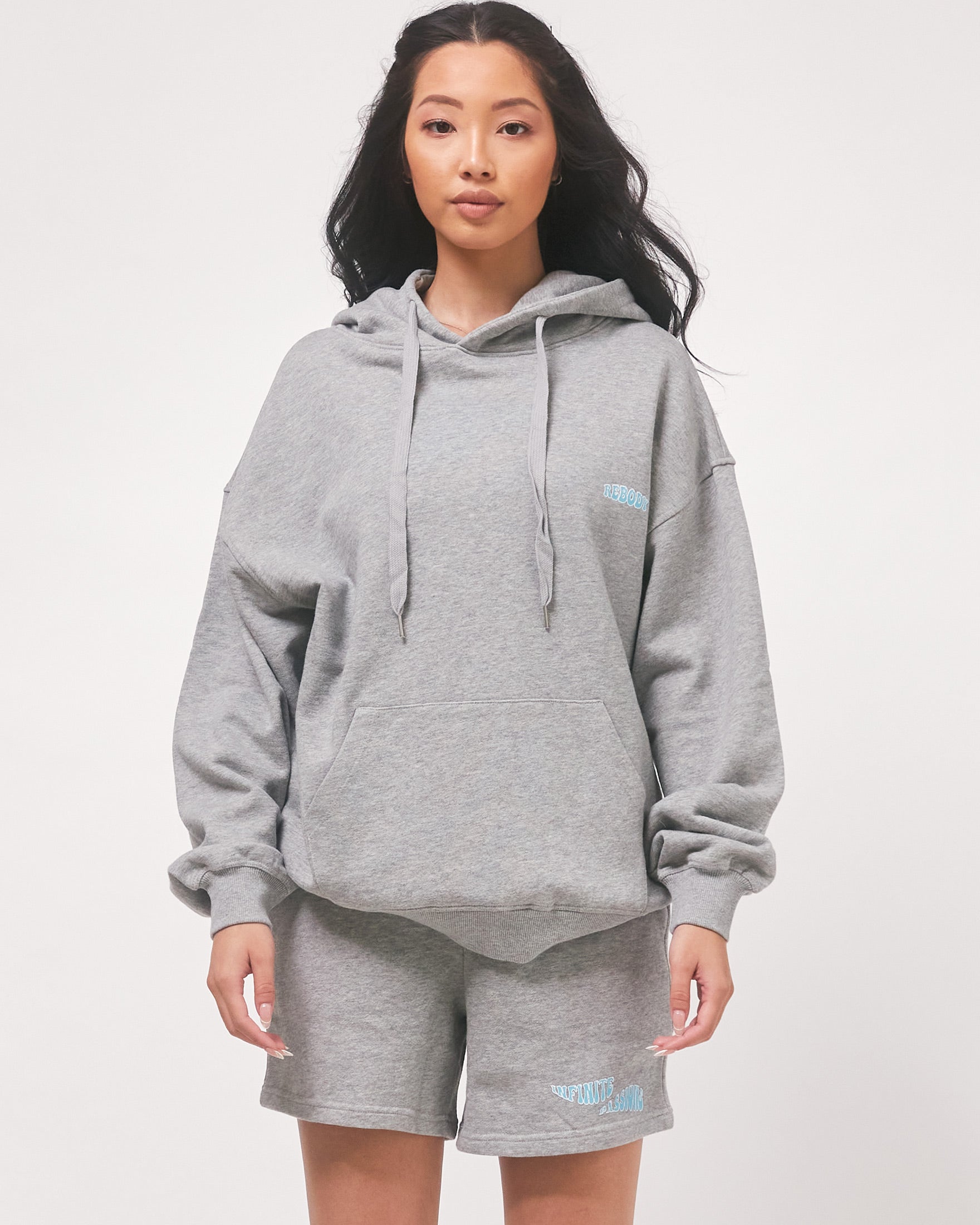 Infinite Passions French Terry Hoodie-Clothing - Women-rebody-Heather Grey/Blue-S-Urbanheer