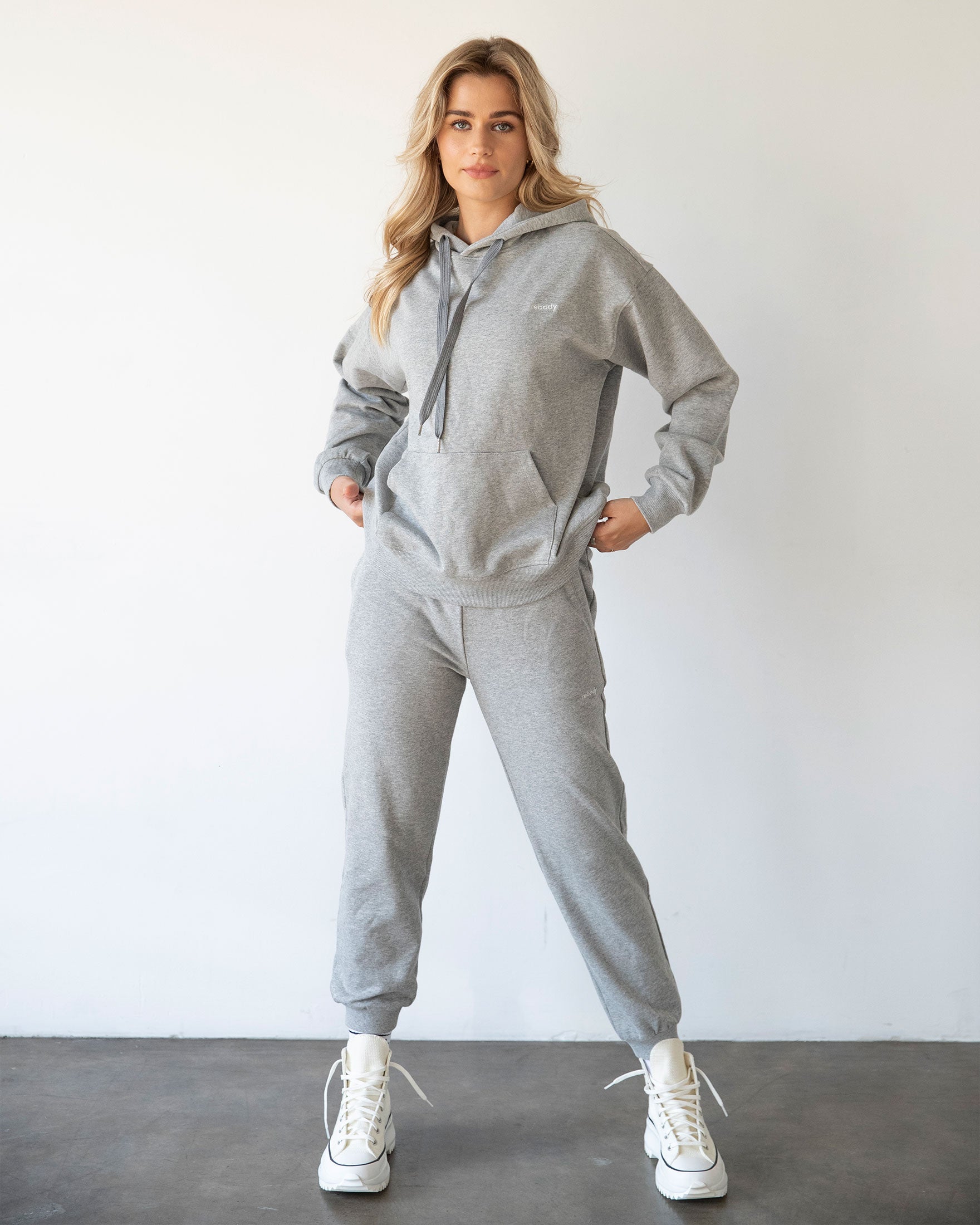 Rebody Lifestyle Hoodie-Rebody-Heather Grey/White-S-Urbanheer