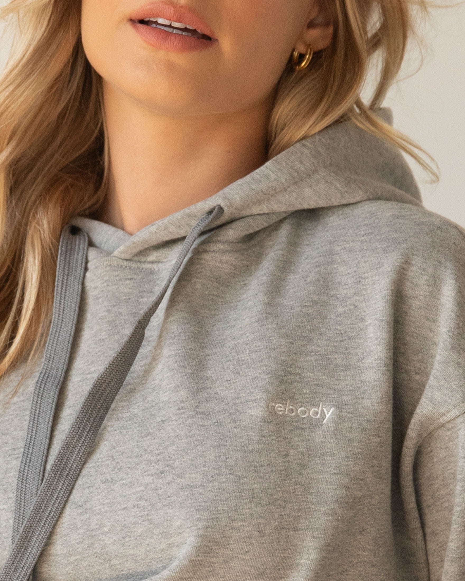 Rebody Lifestyle Hoodie-Rebody-Heather Grey/White-S-Urbanheer