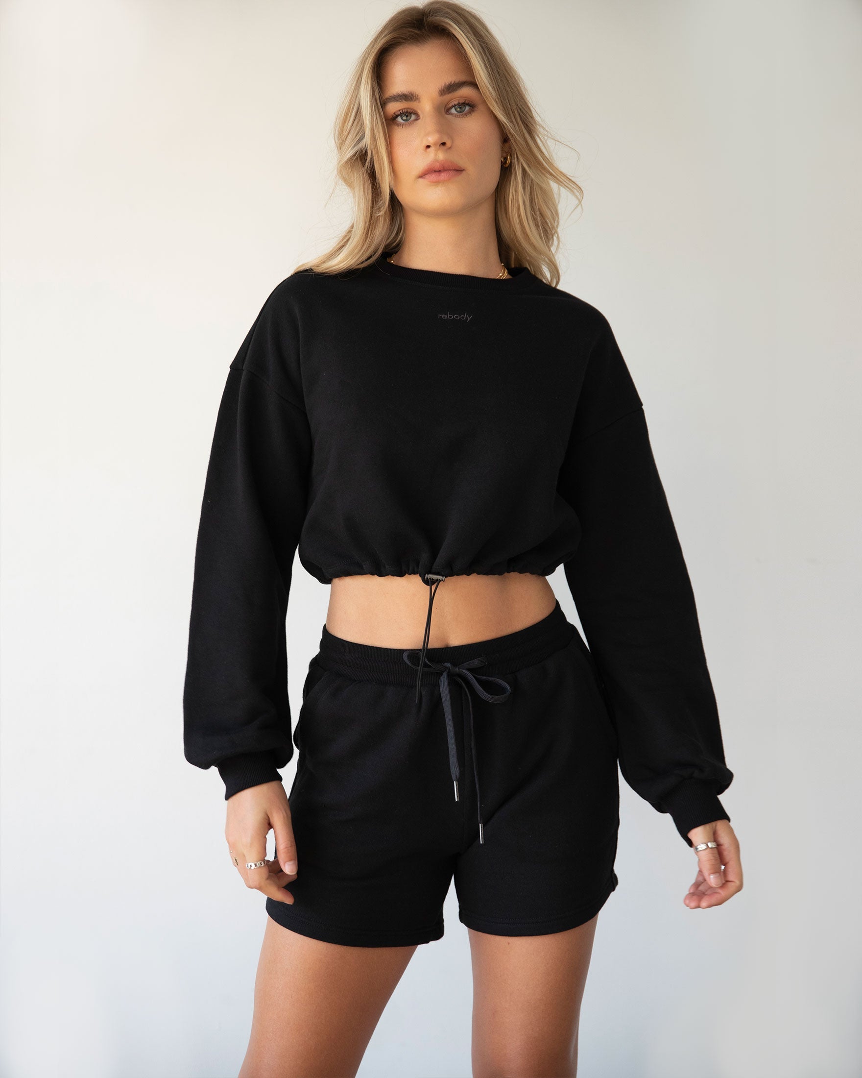 Rebody Puff Sleeve Crop Sweatshirt-rebody-Metropolis Black/Slate-S-Urbanheer