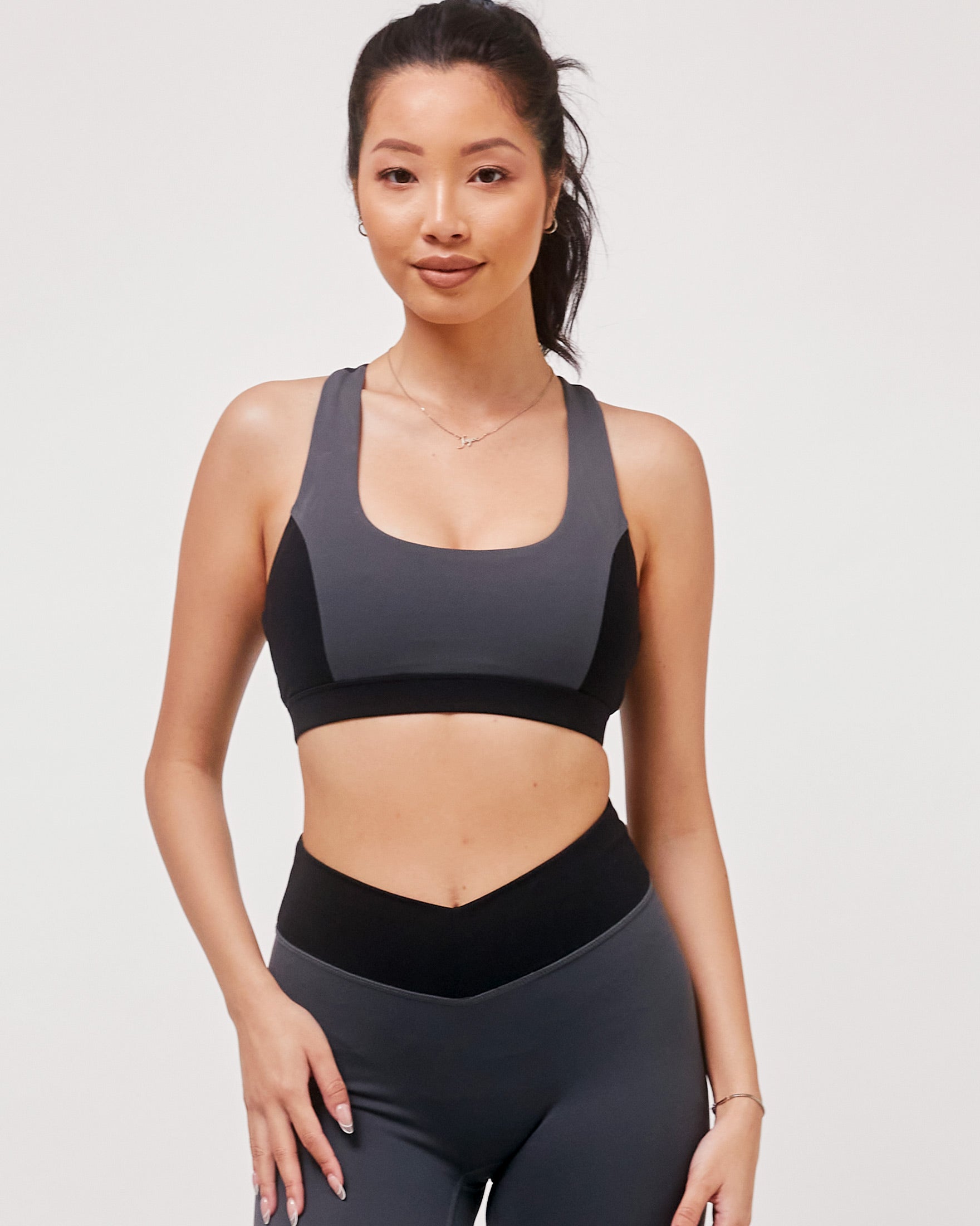 Swift Keyhole Racerback Bra-rebody-Smoke/Black-XS-Urbanheer