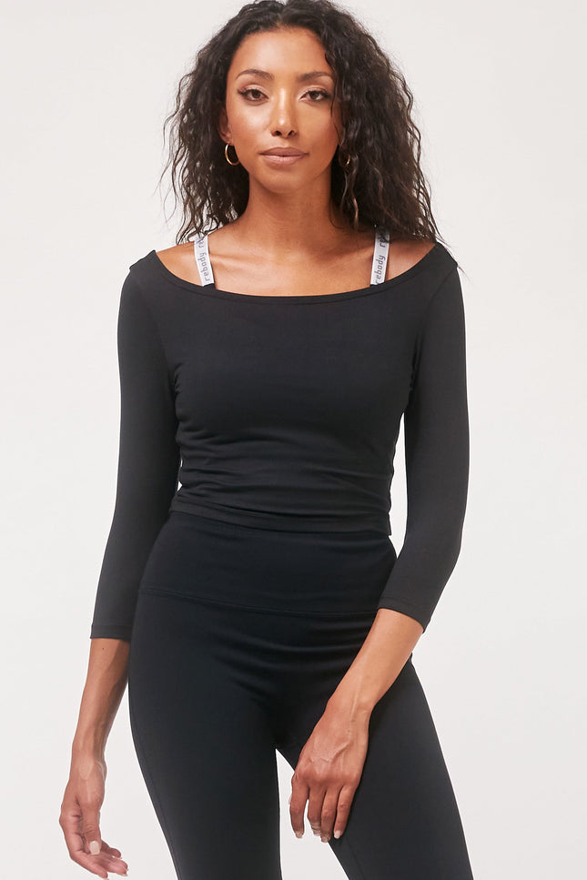 Dynamic Cozy Open Shoulder 3/4 Sleeve-Clothing - Women-rebody-Cozy Black-XS-Urbanheer