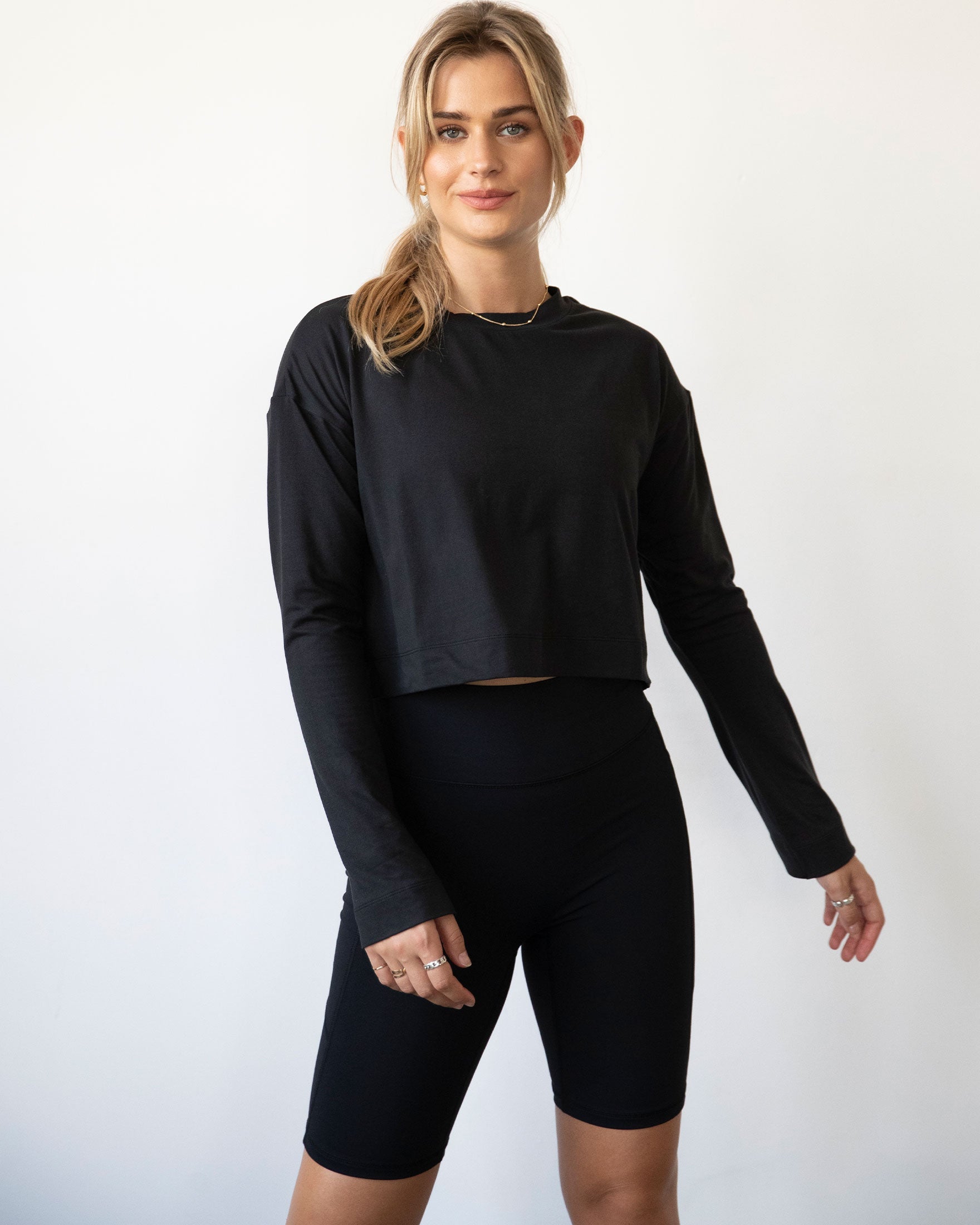 Go With The Flow Crop Long Sleeve-Clothing - Women-rebody-Cozy Black-XS-Urbanheer