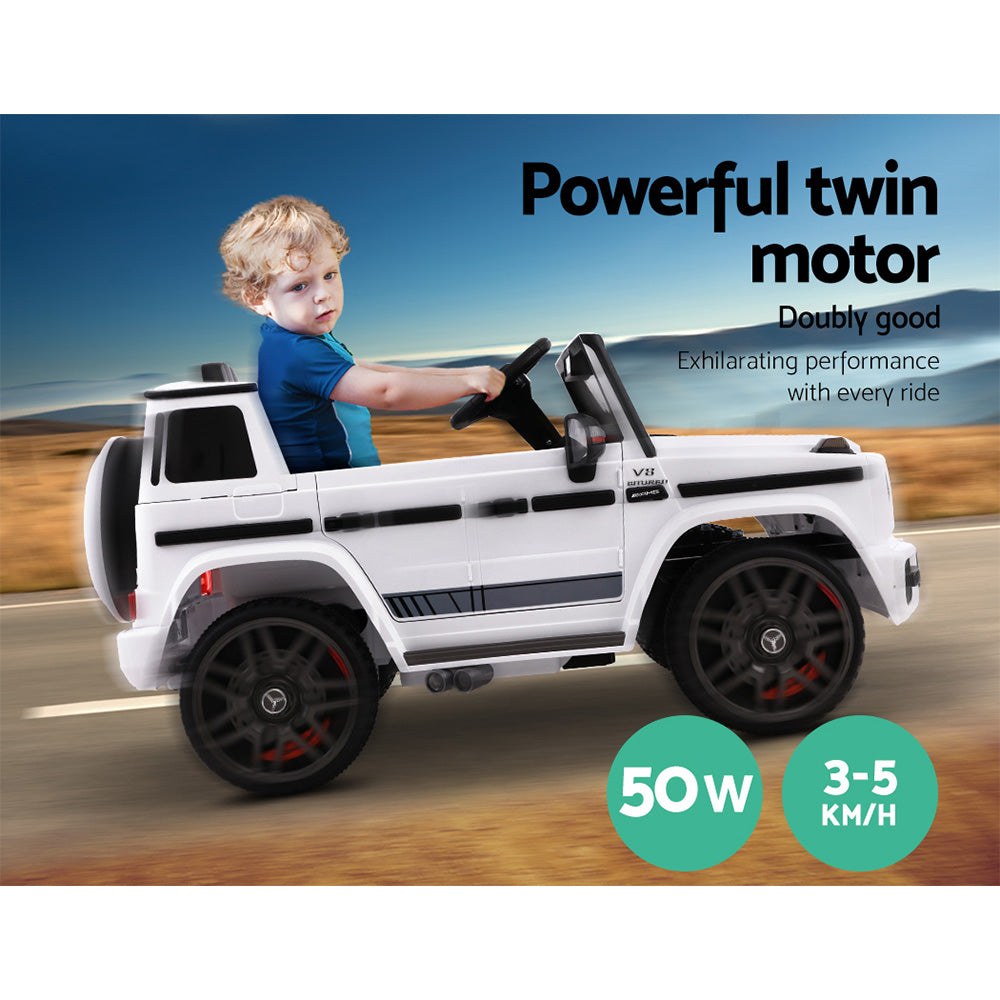 Mercedes-Benz Kids Ride On Car Electric Amg G63 Licensed Remote Cars 12V White-Rigo-Urbanheer