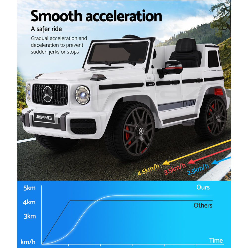 Mercedes-Benz Kids Ride On Car Electric Amg G63 Licensed Remote Cars 12V White-Rigo-Urbanheer