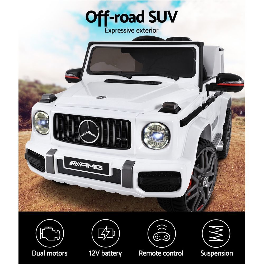 Mercedes-Benz Kids Ride On Car Electric Amg G63 Licensed Remote Cars 12V White-Rigo-Urbanheer