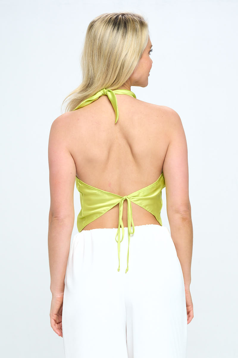 Satin Cowl Neck Backless Top-Tan Hephaestus-LARGE-CITRON-Urbanheer