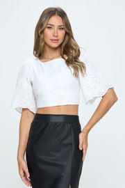 Embroidered Cotton Crop Top With Open Back-Renee C.-LARGE-WHITE-Urbanheer